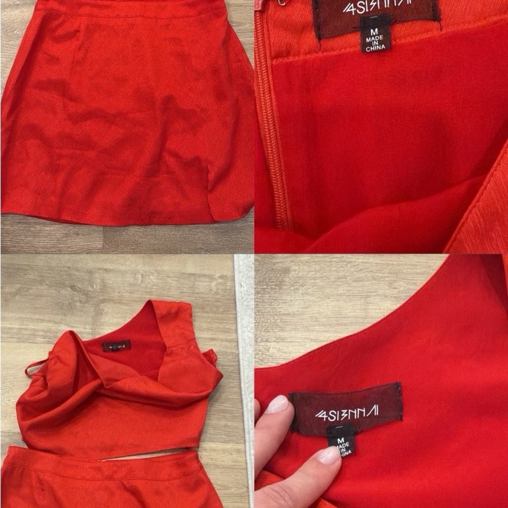4SI3NNA Red Two-Piece Skirt Set